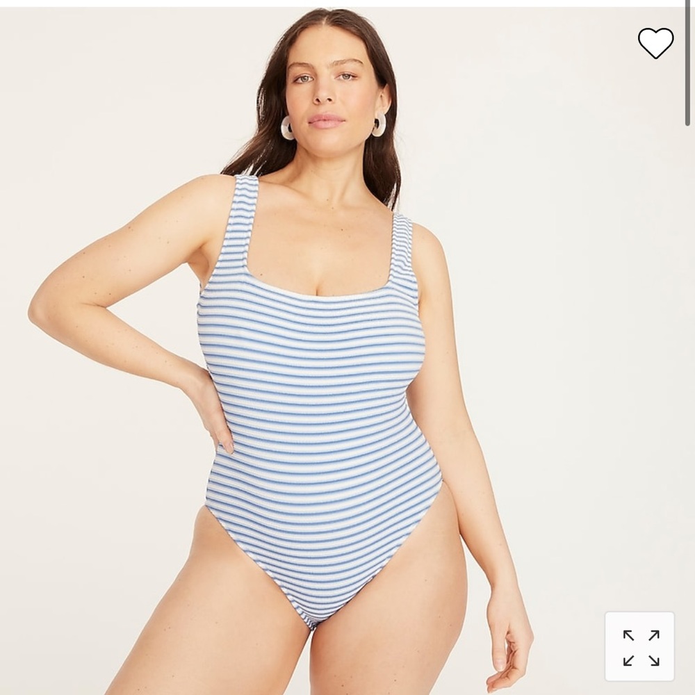 NWT J.CREW Textured squareneck one-piece in stripe